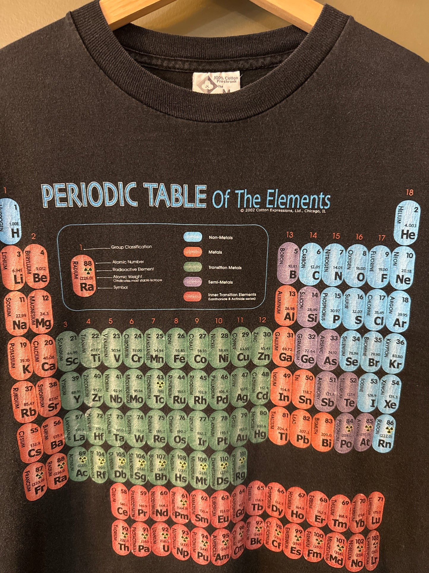 Vintage 1990s periodic table of the elements black faded T-shirt size medium