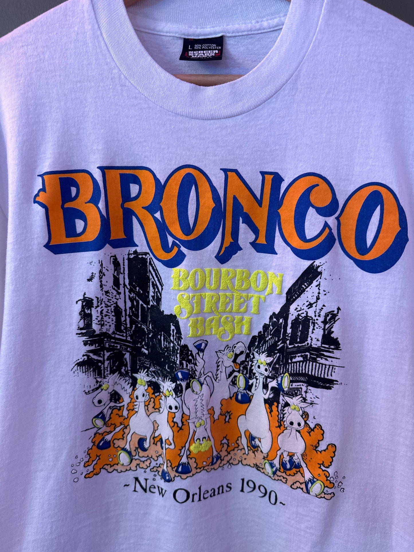 Vintage 1990’s Bourbon street Denver broncos New Orleans t shirt size large