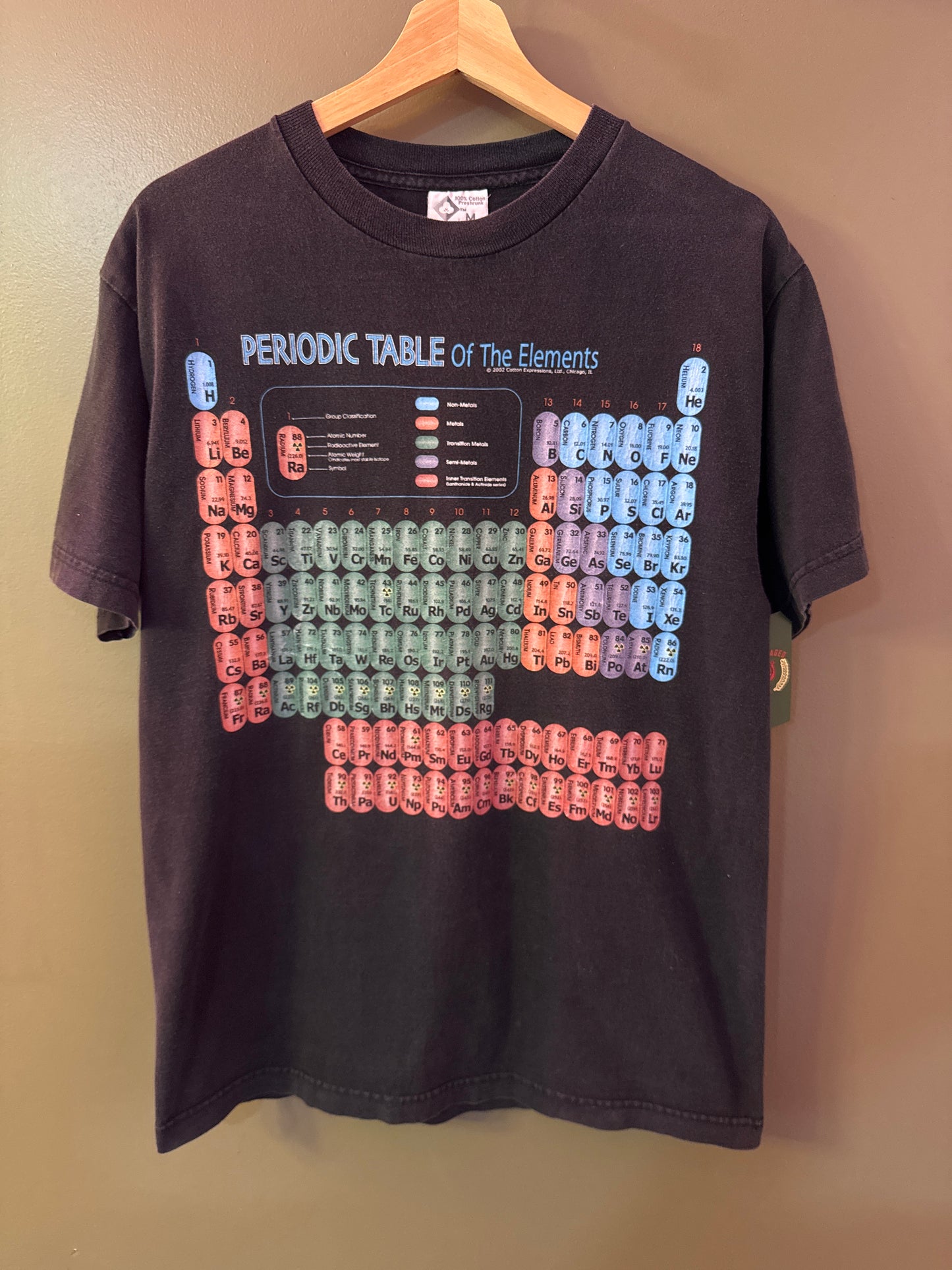 Vintage 1990s periodic table of the elements black faded T-shirt size medium